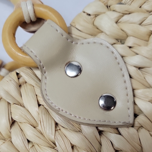 Straw Woven Cherry Embroidered Crossbody Bag in Natural - Picture 12 of 13